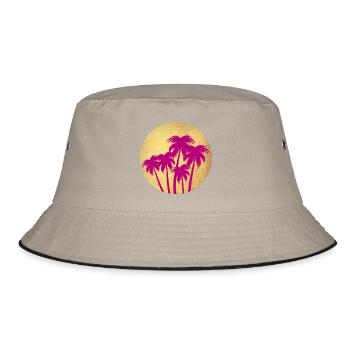 Circle Gold Palm Pink Holiday Deluxe South Seas Luxury - Bucket Hat - khaki/black - Front