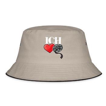 Herz Statement Ich Liebe Movies Film Schauen Kino - Bucket Hat - Khaki/Schwarz - Vorne