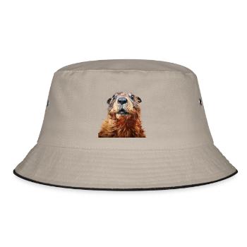 Murmeltier schaut erschreckt - Bucket Hat - Khaki/Schwarz - Vorne