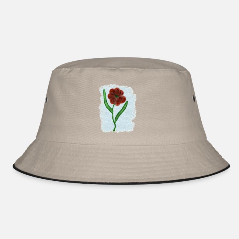 Fleur rouge rouille avec des feuilles vertes - Bob - kaki/noir