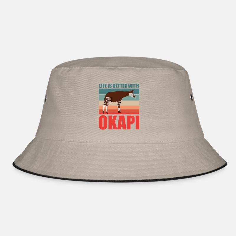 Okapi im Einklang mit der Natur - Bucket Hat - Khaki/Schwarz