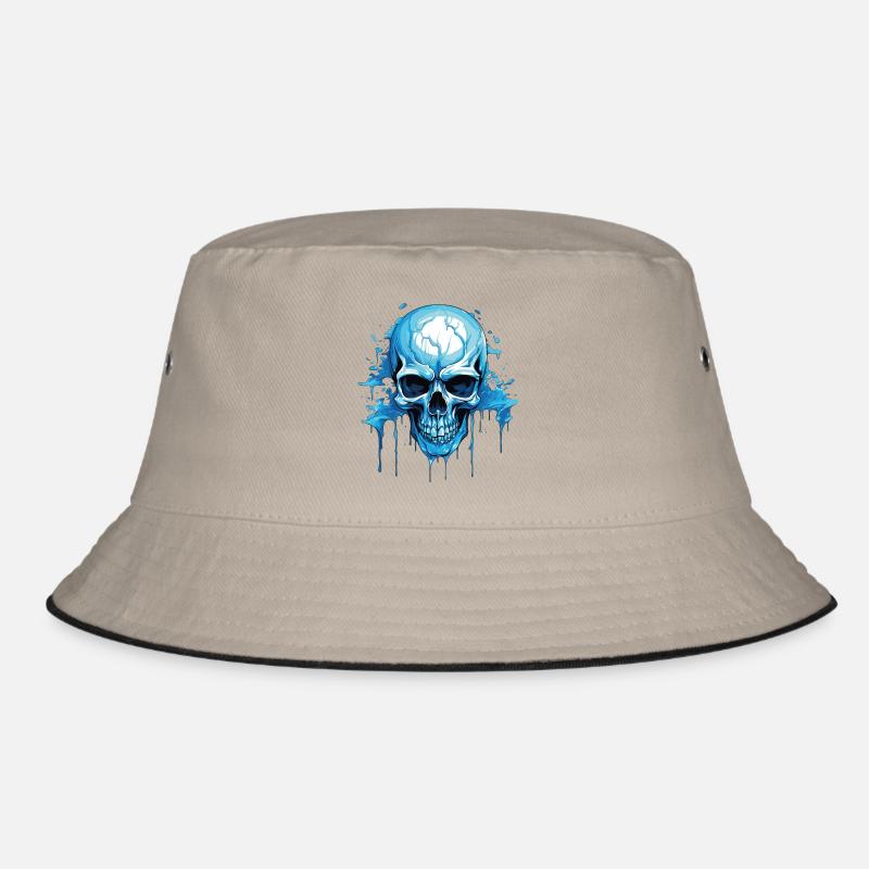 Blauer Totenkopf Tintenfluss Bucket Hat
