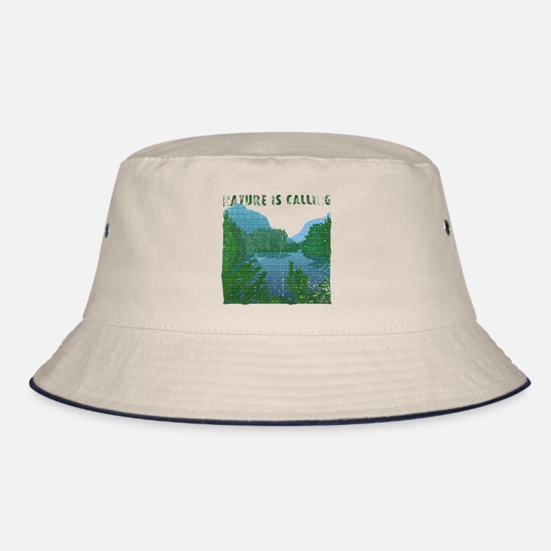 Nature is calling Flusslandschaft SackleinenEffekt Bucket Hat
