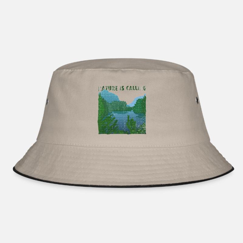 Nature is calling River Landscape Burlap Effect Bucket Hat