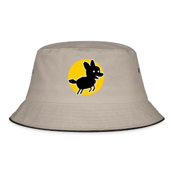 Wolf – Wild Nature Motif & Animal Welfare Statement - Bucket Hat - khaki/black - Front