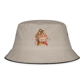 Christmas Cookies Gingerbread House for Christmas - Bucket Hat - khaki/black - Front