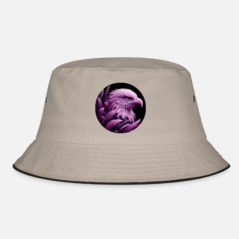 Purple Eagle Head with Feathers Bucket Hat