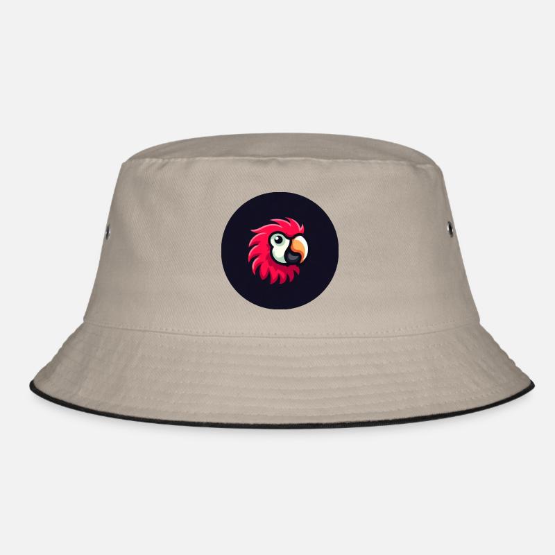 Cute parrot in comic style in red Bucket Hat