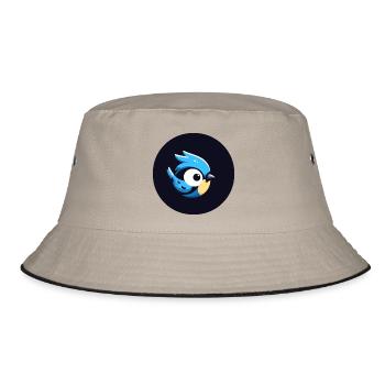 Süße Cartoon Blaumeise Meise - Bucket Hat - Khaki/Schwarz - Vorne