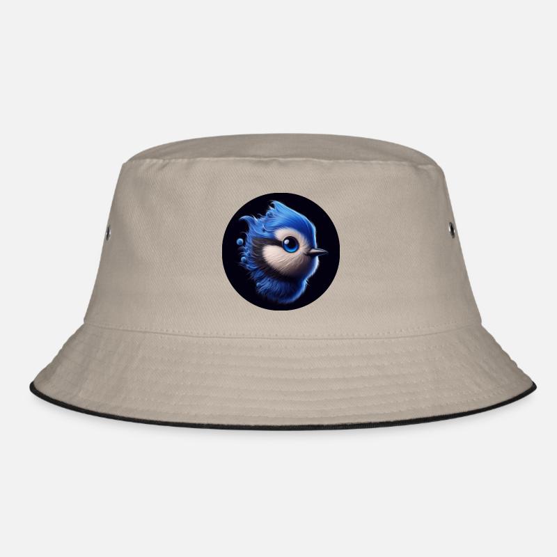 Blauer Vogel im Animationsstil Bucket Hat