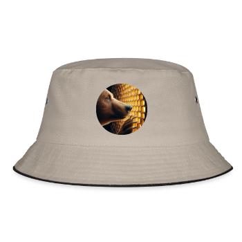 Braunbär, der durch eine Bienenwabe schaut - Bucket Hat - Khaki/Schwarz - Vorne