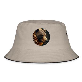 Braunbär in Bienen Wabe - Bucket Hat - Khaki/Schwarz - Vorne
