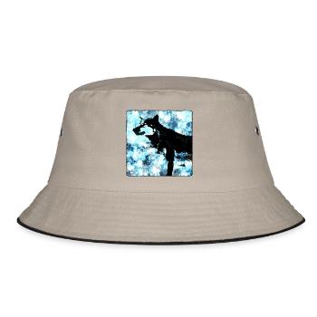 Wolf Silhouette Watercolors - Bucket Hat - khaki/black - Front