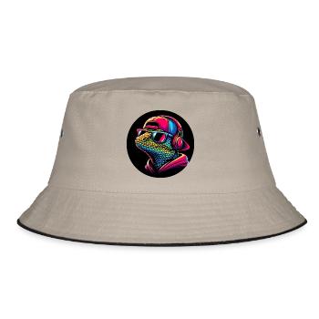 Gecko Salamander en rappeur avec casquette et casque - Bob - kaki/noir - Devant
