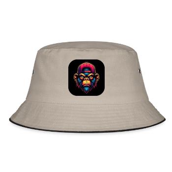Singe en colère avec casquette en coloré - Bob - kaki/noir - Devant