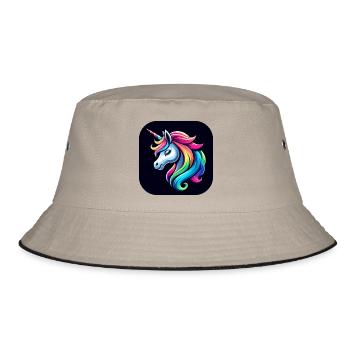 Unicorn Multicolored Mane Horn - Bucket Hat - khaki/black - Front