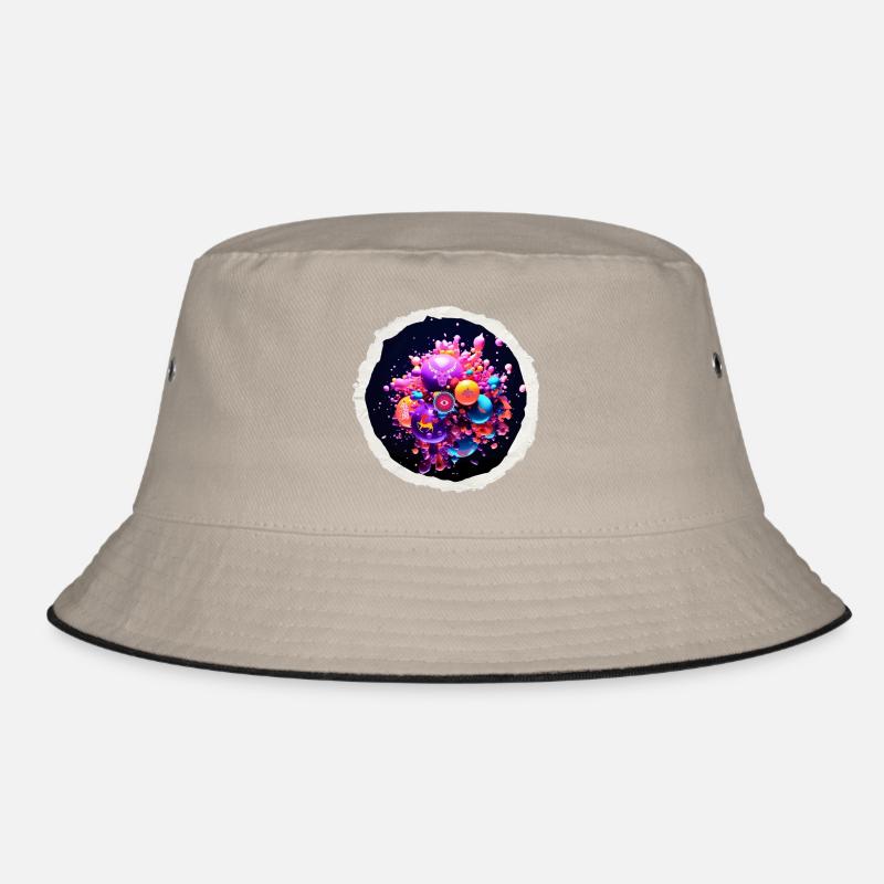 Cosmic funky bubbles - Bucket Hat - khaki/black