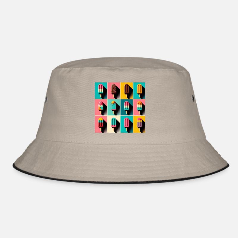 Eis am Stil Popsicle Pop Art III - Bucket Hat - Khaki/Schwarz