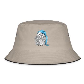 Owl with sleepyhead - Bucket Hat - khaki/black - Front