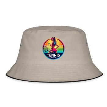 Tennis Queen Retro Badge - Bucket Hat - khaki/black - Front