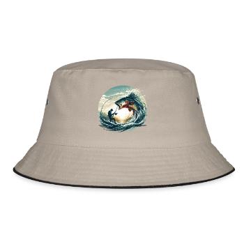 Angeln Angler Dynamik Geschenk - Bucket Hat - Khaki/Schwarz - Vorne
