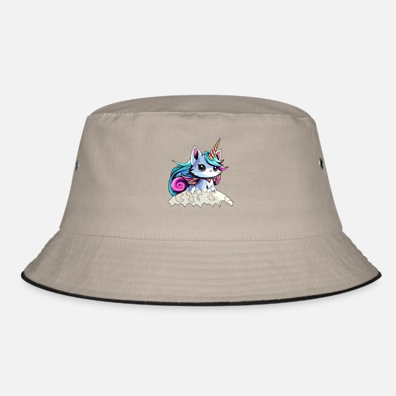 Fee Einhorn Katze - Bucket Hat - Khaki/Schwarz