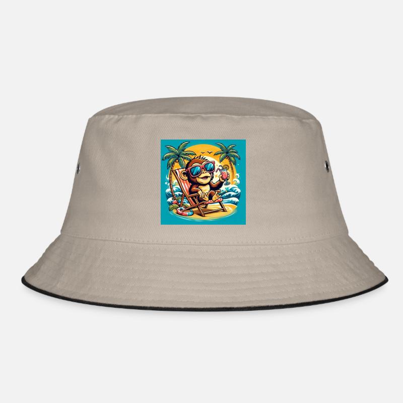 Monkey on the beach - Bucket Hat - khaki/black