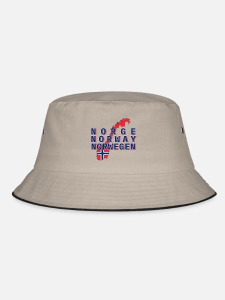 Norwegen Flaggenpanorama Typo-Kunst - Bucket Hat - Khaki/Schwarz
