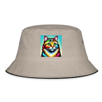 Cat Pop Art - Bucket Hat - khaki/black - Front