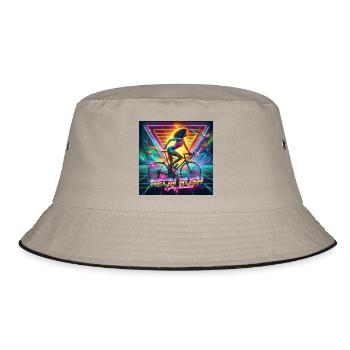 Neon Rush - Girl cycling 80s style poster - Bucket Hat - khaki/black - Front