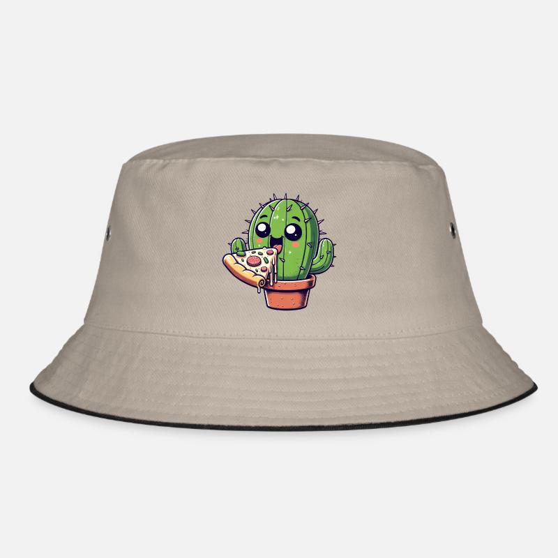 Cute Cactus Pizza Comic Bucket Hat