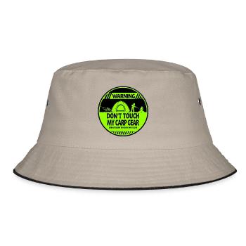 Karpfen-Warnung - Bucket Hat - Khaki/Schwarz - Vorne