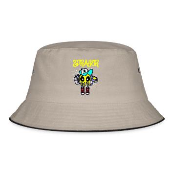 Spraydose Street Art Graffiti Sprayer Illustration - Bucket Hat - Khaki/Schwarz - Vorne