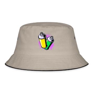 Sprayer Spraydose Street Art Graffiti Kunst - Bucket Hat - Khaki/Schwarz - Vorne