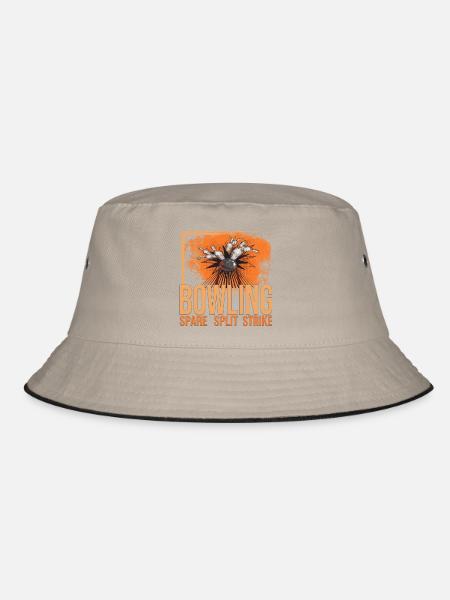 Bowling - Spare - Split - Strike - Bucket Hat - Khaki/Schwarz - Vorne