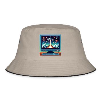 Retro-Flugzeug-Spiel - Bucket Hat - Khaki/Schwarz - Vorne