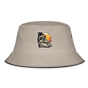Sloth Dad Son Sloths Fathers Lazy Sleeping - Bucket Hat - khaki/black - Front