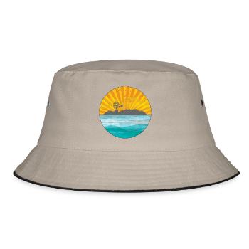 Sonnenuntergang über Küstenlandschaft - Bucket Hat - Khaki/Schwarz - Vorne