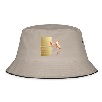 Essen - Basketball - Schlafen - Wiederholen - Bucket Hat - Khaki/Schwarz - Vorne