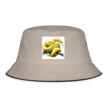 Gelbe Python - Bucket Hat - Khaki/Schwarz - Vorne