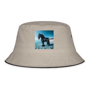 Pferd im Wasser - Bucket Hat - Khaki/Schwarz - Vorne