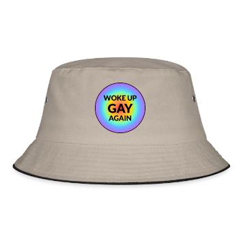 Wieder schwul aufgewacht Lustige schwule Phrasen - Bucket Hat - Khaki/Schwarz - Vorne