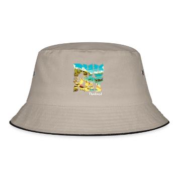 Phuket Thailand beach vacation design - Bucket Hat - khaki/black - Front