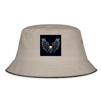 Skull with wings (black) - Bucket Hat - khaki/black - Front