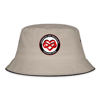 Polyamore Antifa: Ausgebucht und trotzdem da! - Bucket Hat - Khaki/Schwarz - Vorne