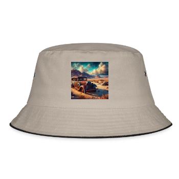 Vintage Car Wreck in the Desert 2 - Bucket Hat - khaki/black - Front