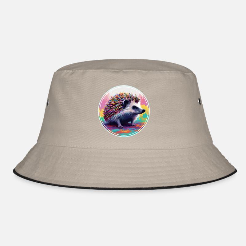 Farbenfrohe digitale Kunst - Igel Bucket Hat