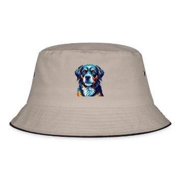 Berger De Beauce Dog Breed Colorful Cartoon Kawaii - Bucket Hat - khaki/black - Front