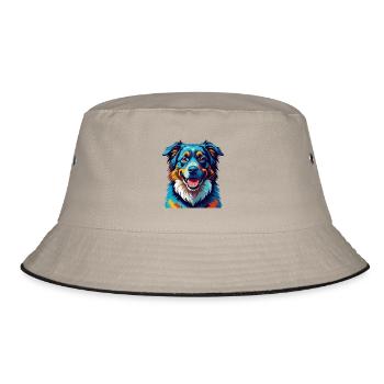 Caucasian Shepherd Dog Breed Cartoon Kawaii - Bucket Hat - khaki/black - Front