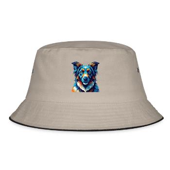 Georgian Shepherd Dog Breed Cartoon Kawaii - Bucket Hat - khaki/black - Front